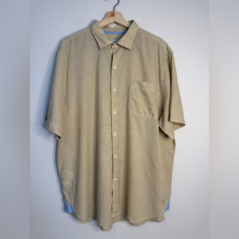 Tommy Bahama Tan Lyocell Linen Blend Resort Shirt | Men’s XL - Picture 4 of 9